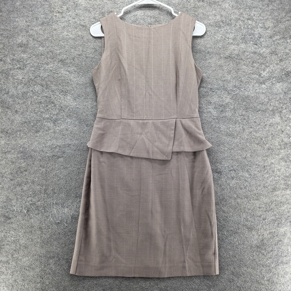 Ann Taylor Dress Womens 6P Beige Sheath Knee Length Sleeveless Peplum Office
